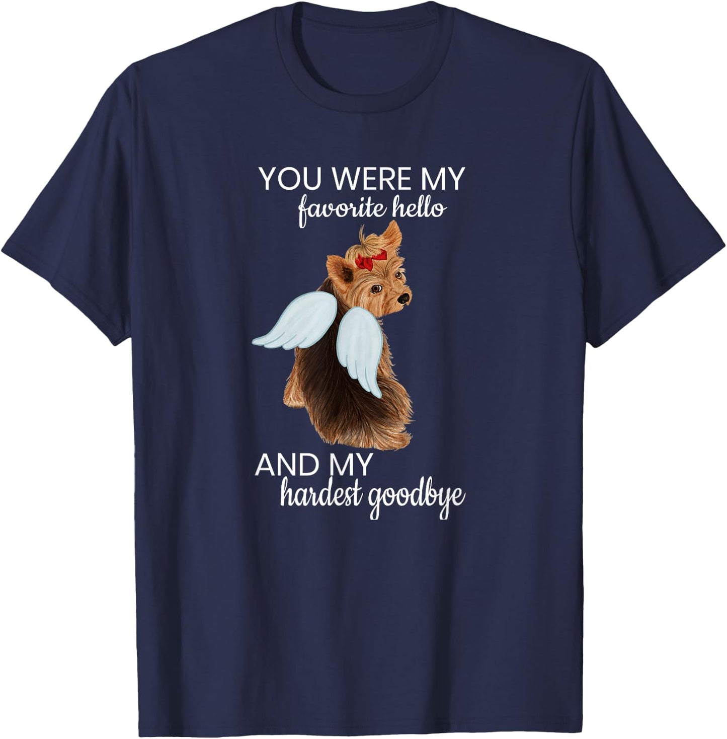 Angel Wing Dog Yorkie Memorial Puppy Rainbow Bridge Pet Women Girls Kids T-Shirt - T-Shirt | Navy