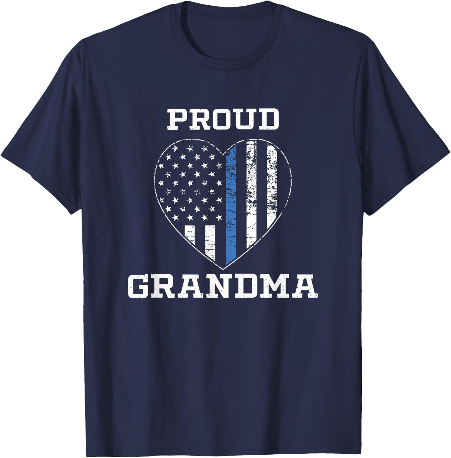 Proud Police Grandma Thin Blue Line Gifts T-Shirt - T-Shirt | Navy