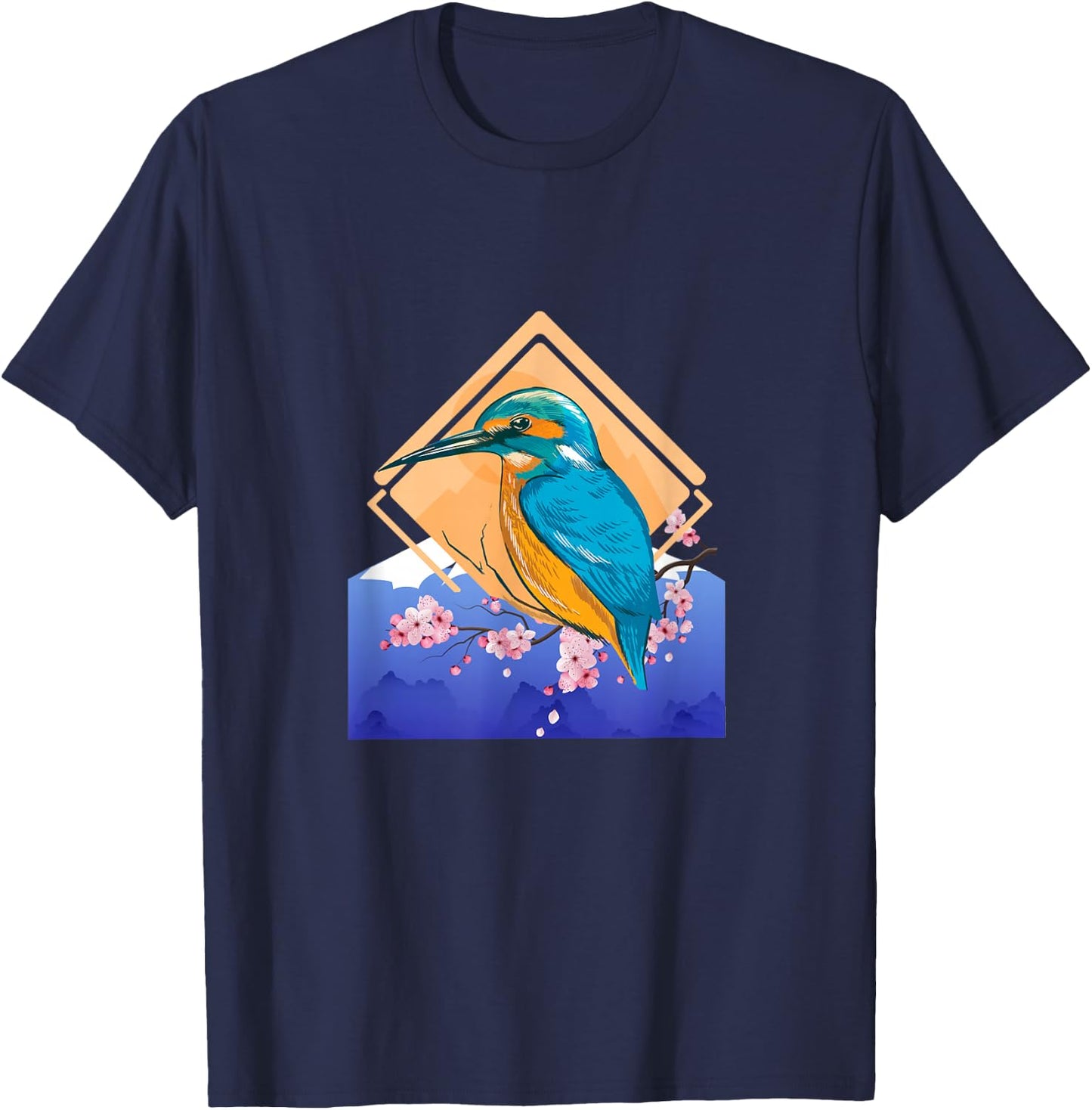 King Fisher Set Over Mountain in Spring T-Shirt - T-Shirt | Navy