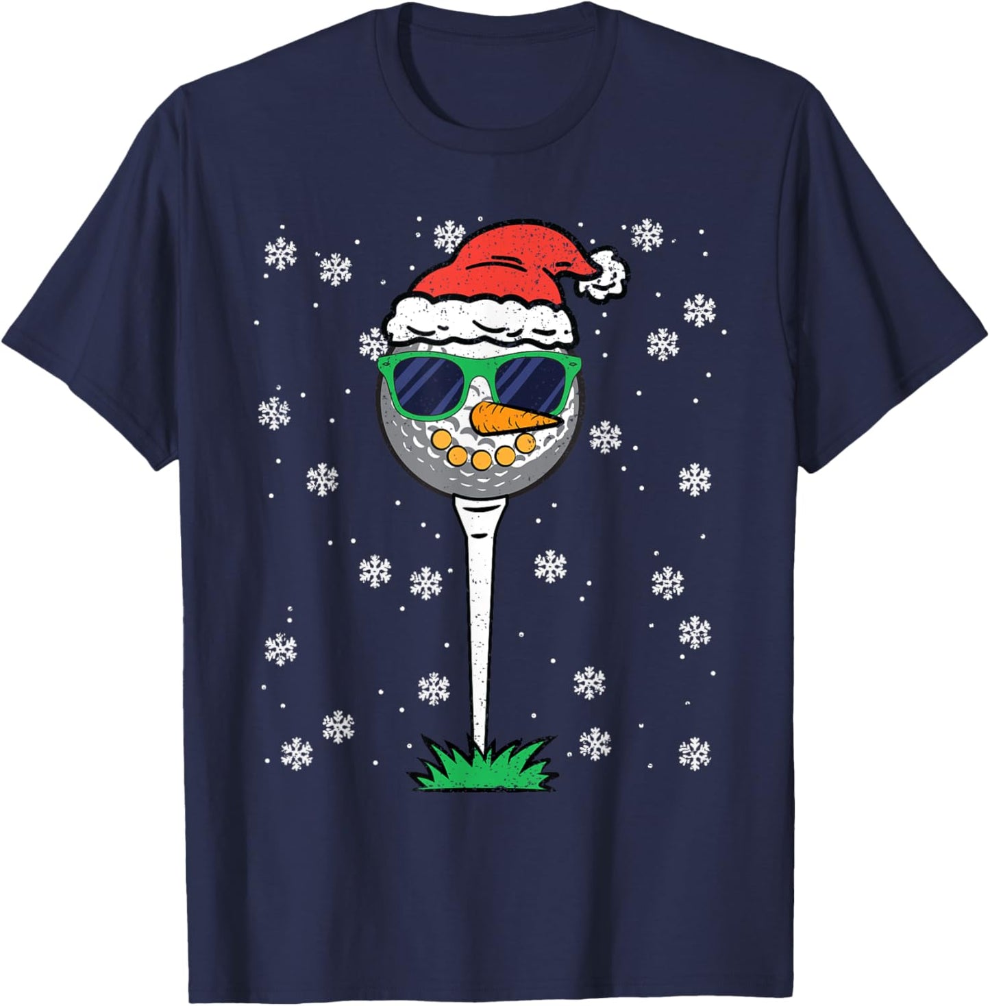Golf Ball Snowman Christmas Pajama Funny X-mas Sport Golfer T-Shirt - T-Shirt | Navy
