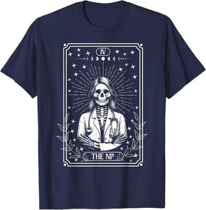The Nurse Practitioner Tarot Card Skeleton NP RN Registered T-Shirt - T-Shirt | Navy