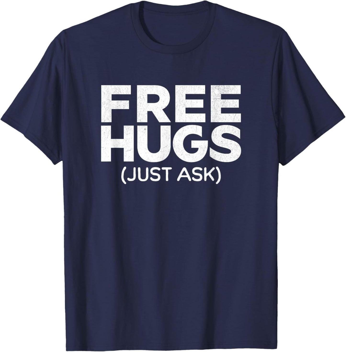 Funny Free Hugs -Adults Black Cotton Short Sleeve Small T-Shirt - T-Shirt | Navy