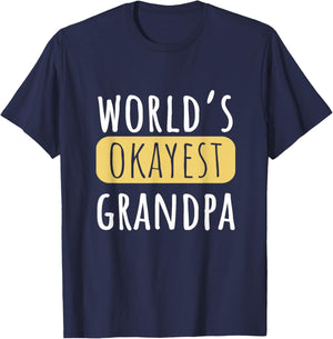 World's Okayest Grandpa Funny Grandparent Joke T-Shirt - T-Shirt | Navy