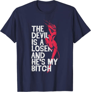 Christian Believer The Devil Is a Loser He's My Bitch Shirts T-Shirt - T-Shirt | Navy