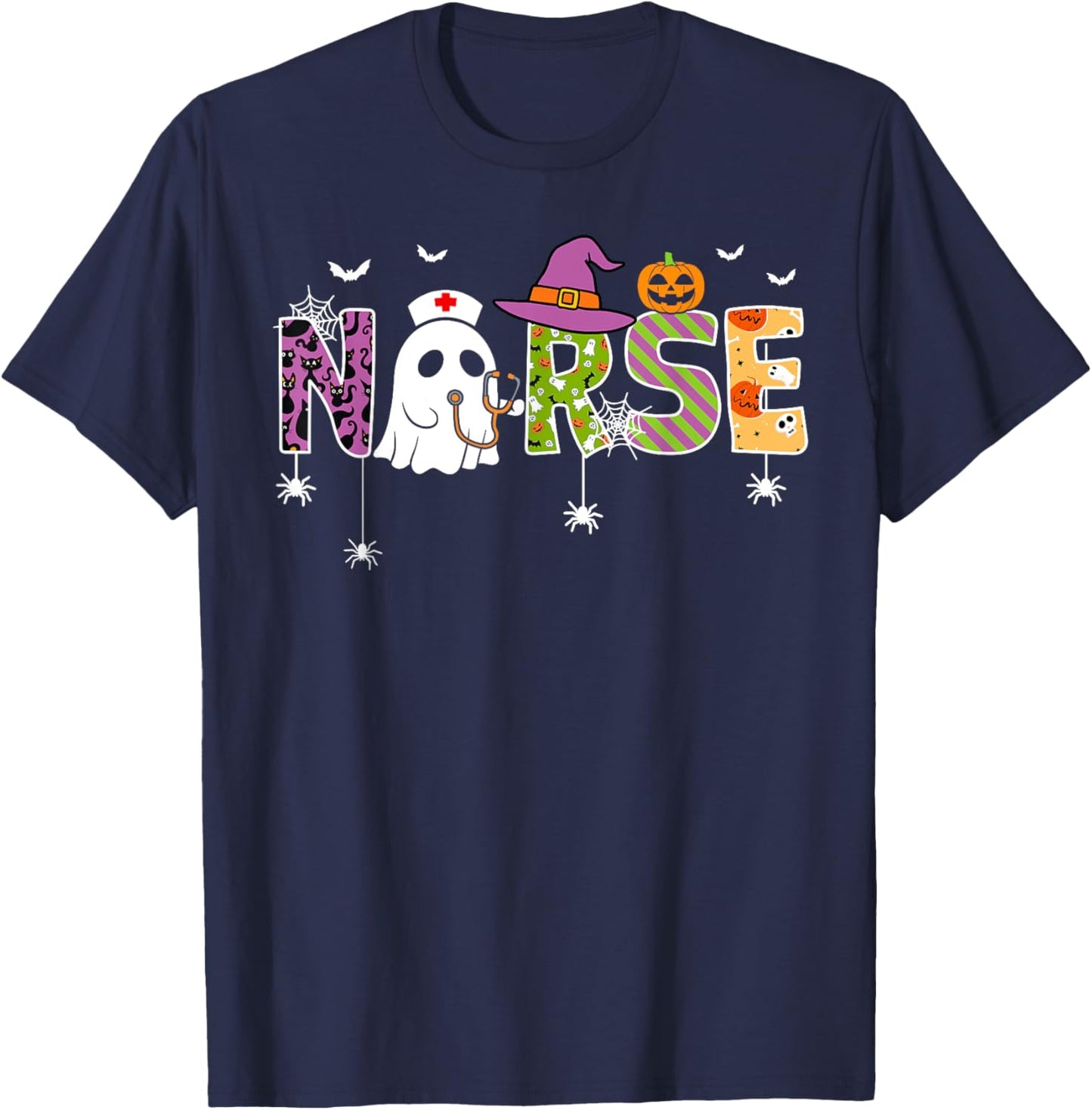 Nurse Halloween Costume Nursing Costume Scrub Top Women Men T-Shirt - T-Shirt | Navy
