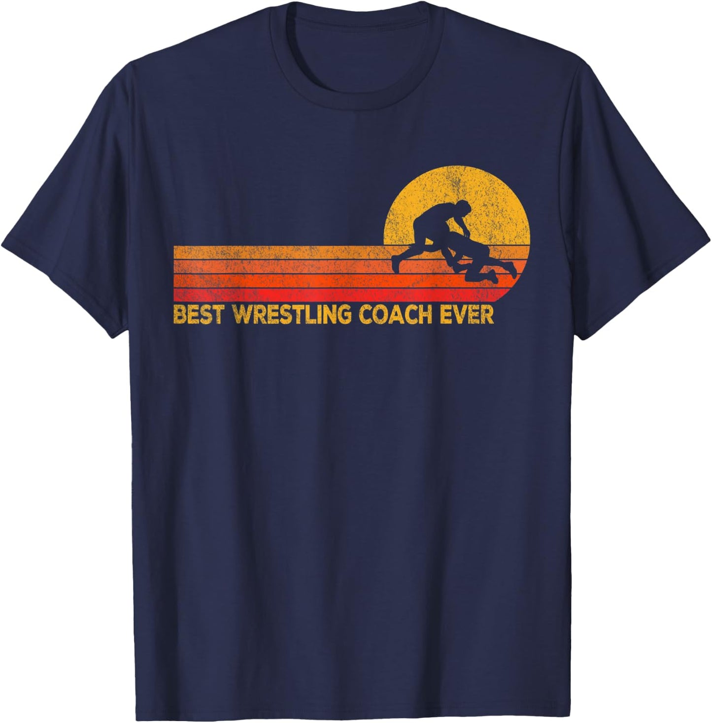 Best Scholastic Wrestling Coach Folkstyle Wrestling Retro T-Shirt - T-Shirt | Navy