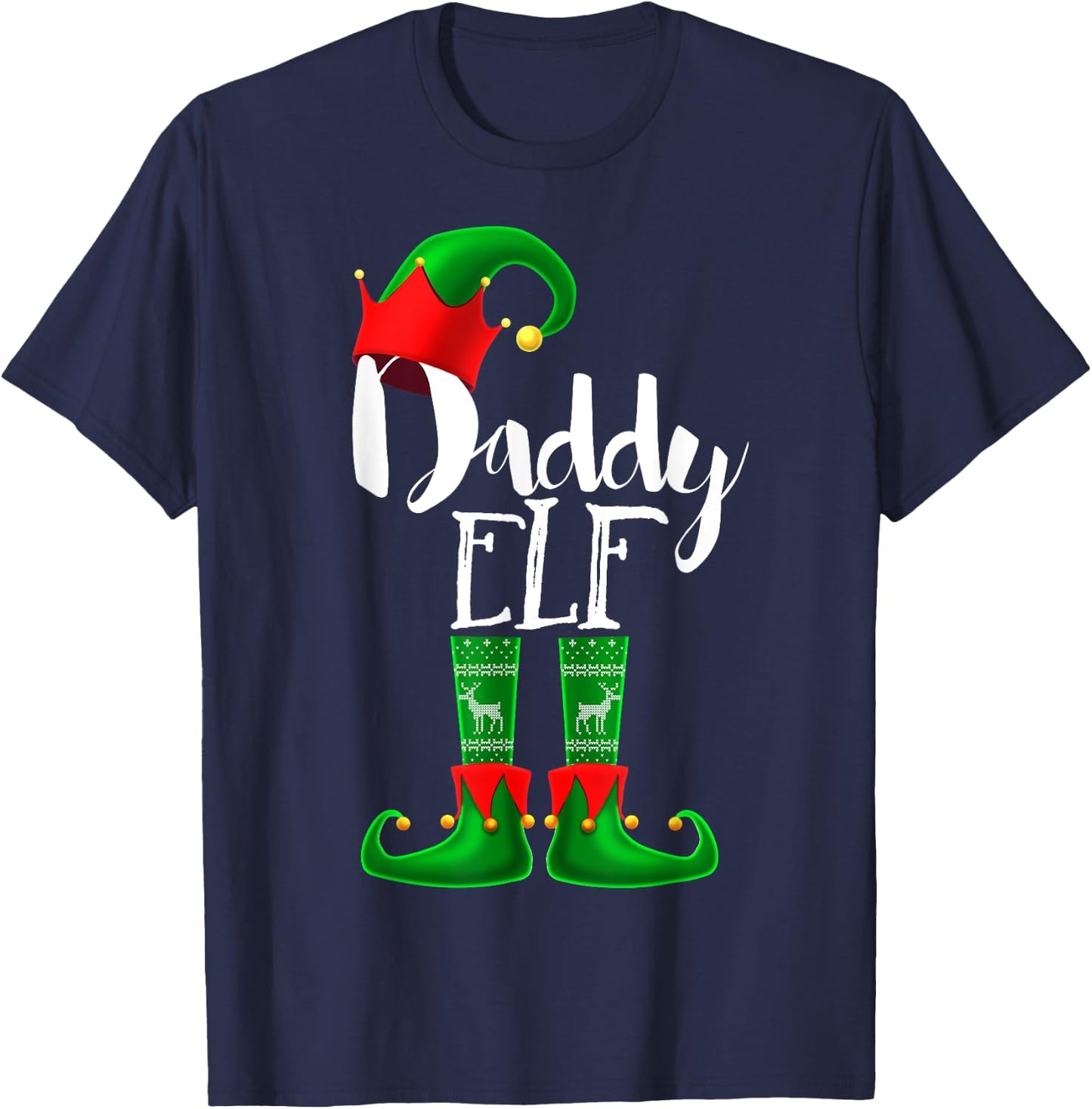 Daddy Elf Matching Family Christmas Pajama Shirt Gift Men T-Shirt - T-Shirt | Navy