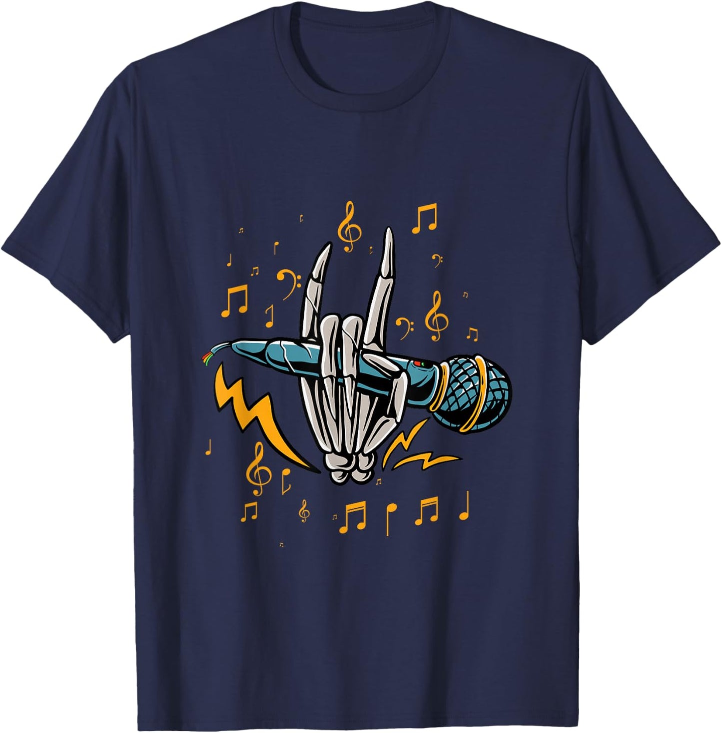 Karaoke Microphone Singer Music Singing Bar Skeleton Gift T-Shirt - T-Shirt | Navy
