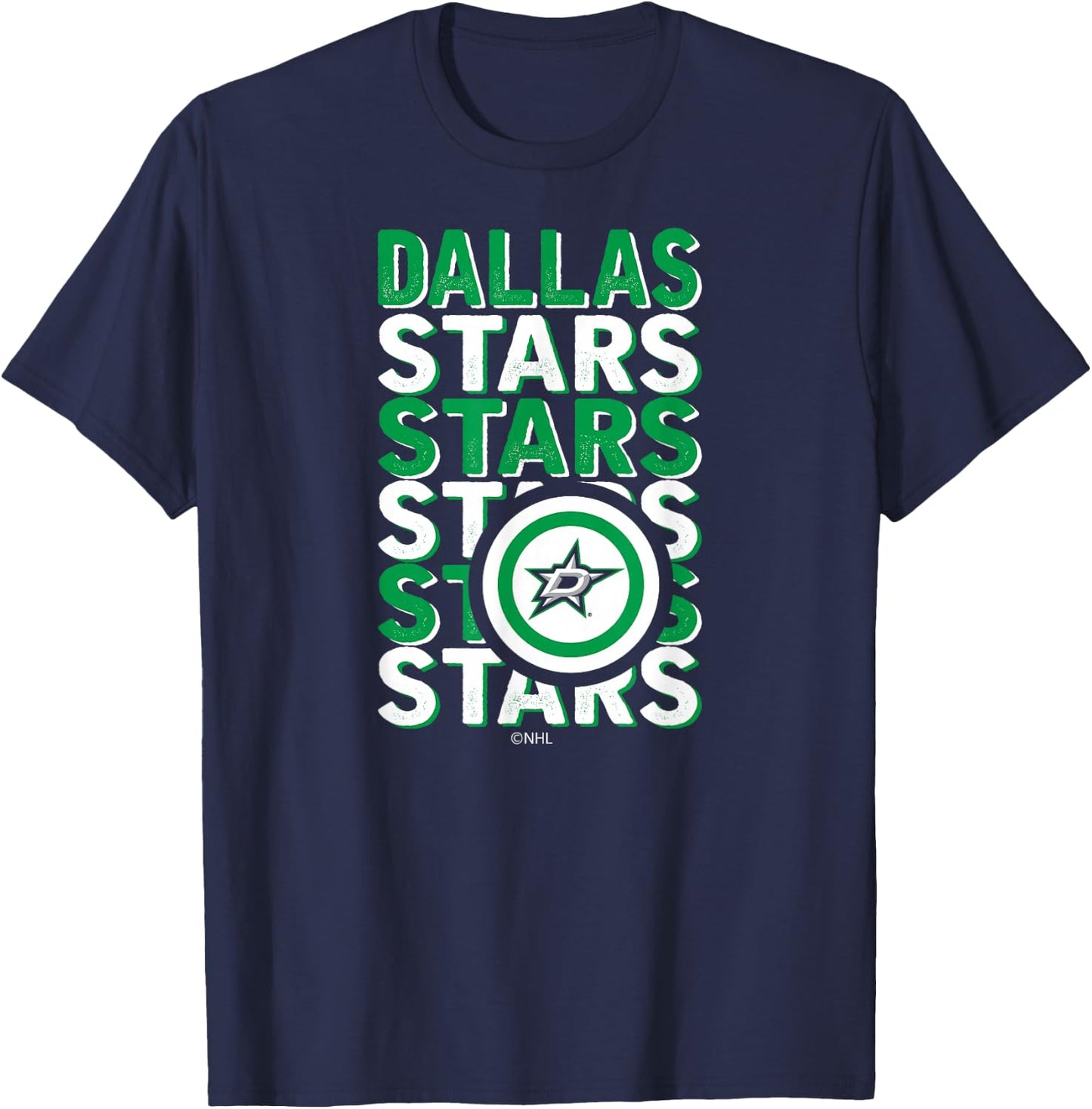 Dallas Stars Repeat Black Officially Licensed T-Shirt - T-Shirt | Navy