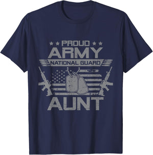 Proud Army National Guard Aunt Flag American USA Military T-Shirt - T-Shirt | Navy