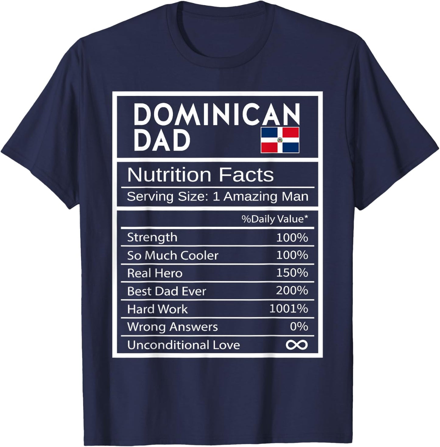 Dominican Dad Nutrition Facts National Pride Gift Dad T-Shirt - T-Shirt | Navy
