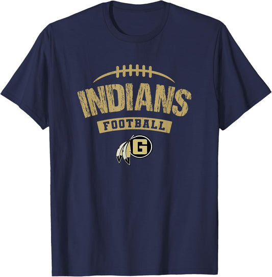 Gaffney Indians Logo Football Distressed HS T-Shirt - T-Shirt | Navy