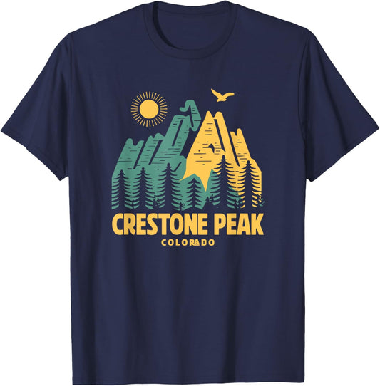 Crestone Peak Mountains Colorado Hiking Outdoors Vintage T-Shirt - T-Shirt | Navy