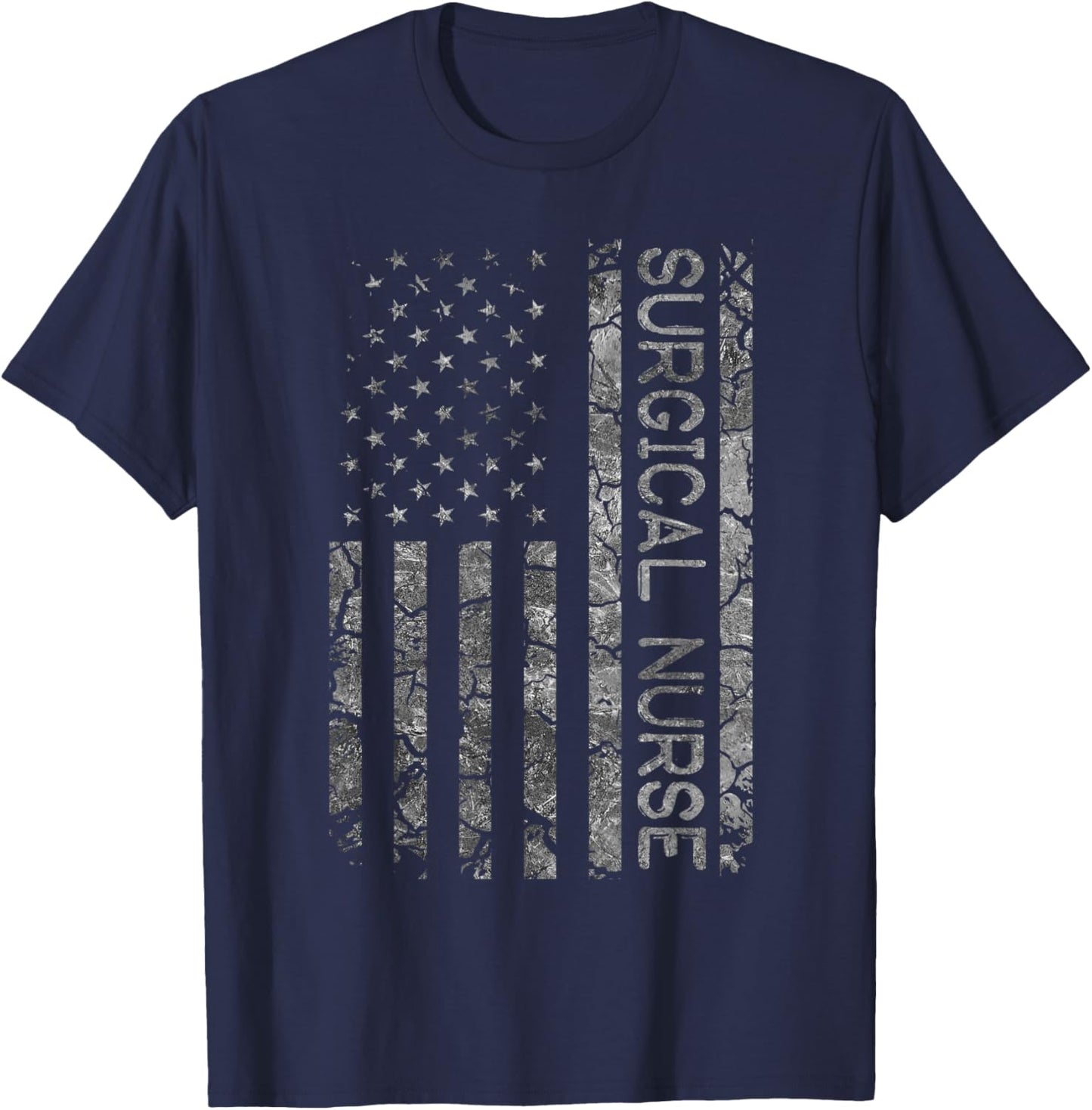 Funny Job Title Worker American Flag Surgical Nurse T-Shirt - T-Shirt | Navy