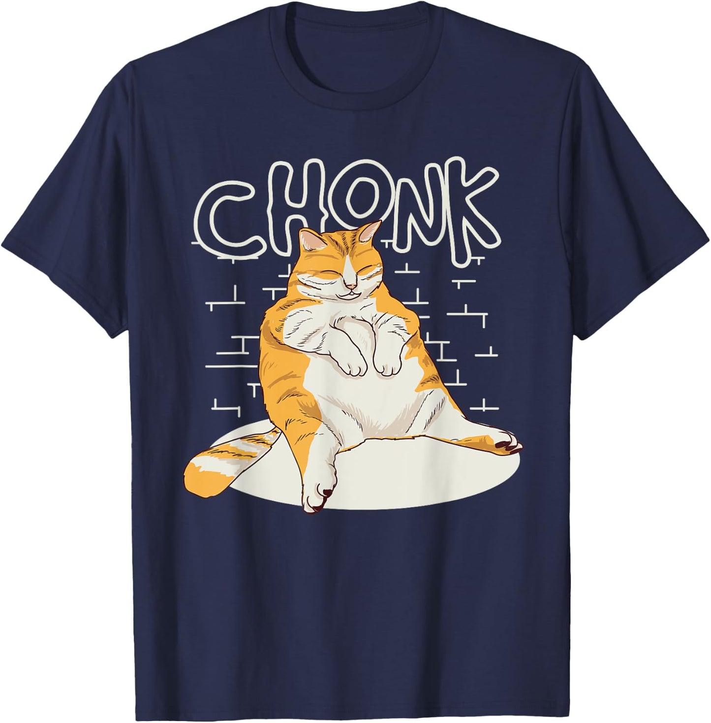 Fat Cat Chonk Scale Chonky Meme Chonker Cat T-Shirt - T-Shirt | Navy