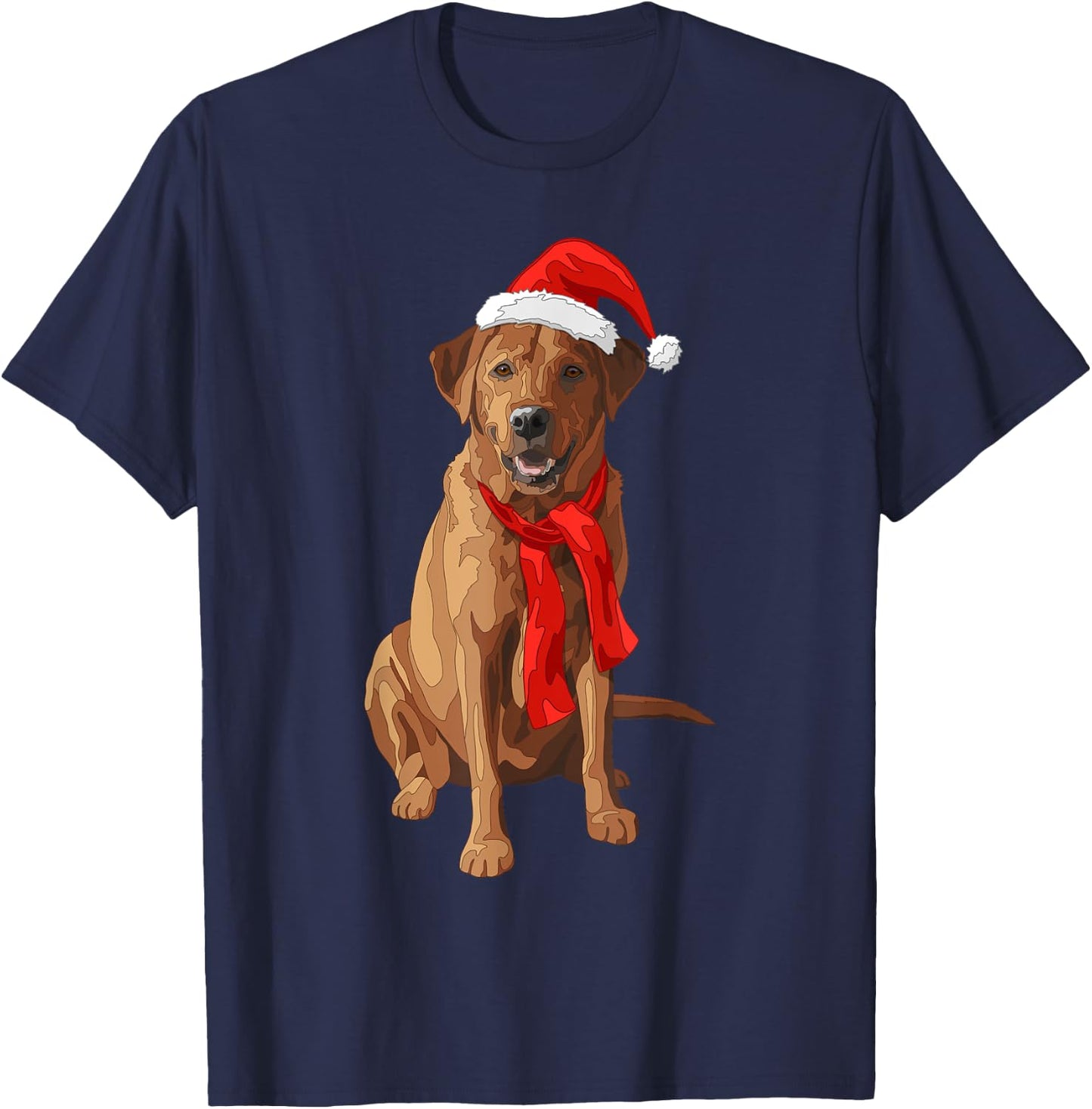 Red Labrador Retriever Dog Christmas Santa Hat Women Kids T-Shirt - T-Shirt | Navy