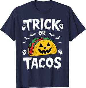 Halloween Trick Or Tacos Mexican Food Costume Lover T-Shirt - T-Shirt | Navy