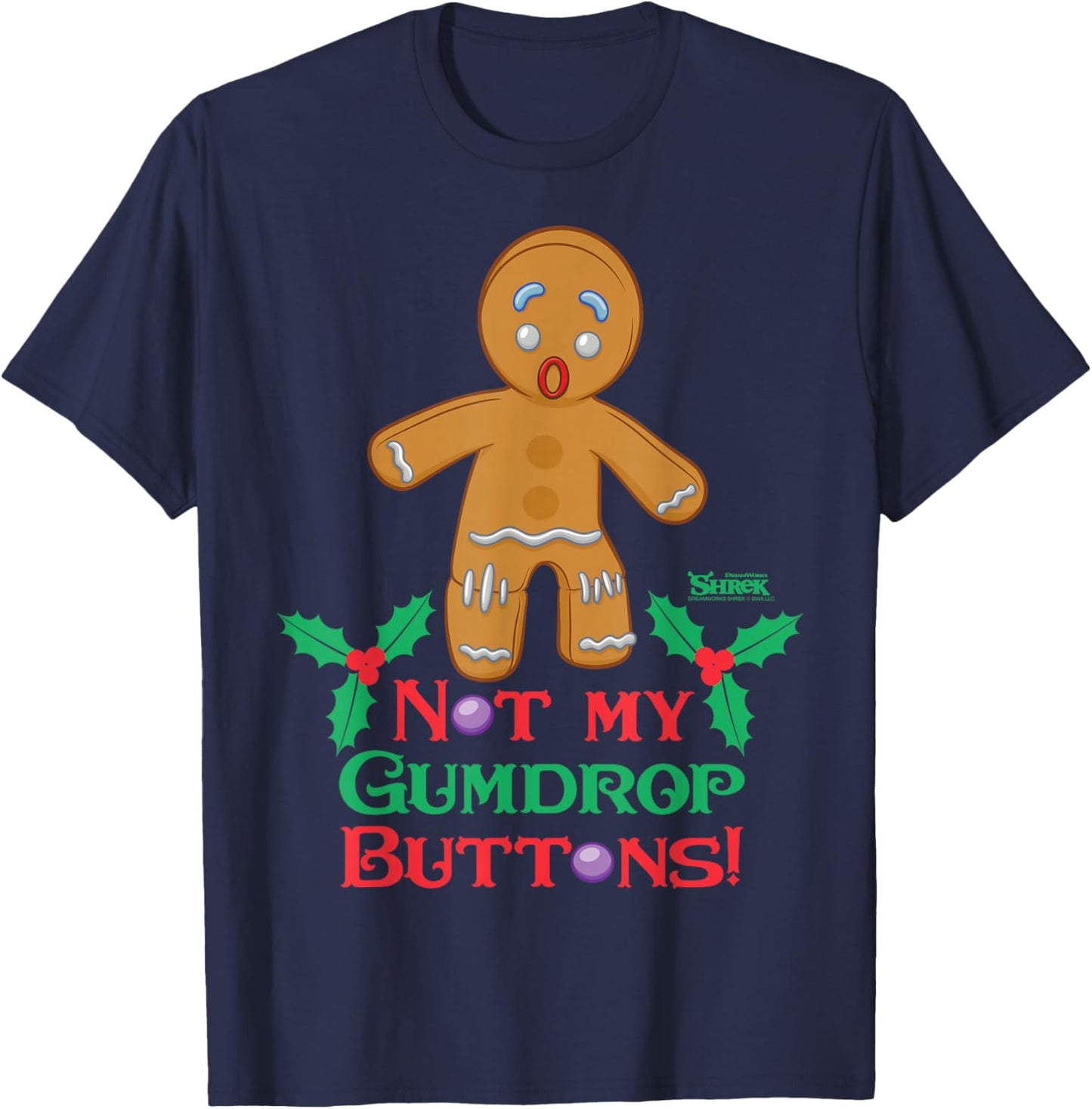 Shrek Gingy Not My Gumdrop Buttons T-Shirt - T-Shirt | Navy
