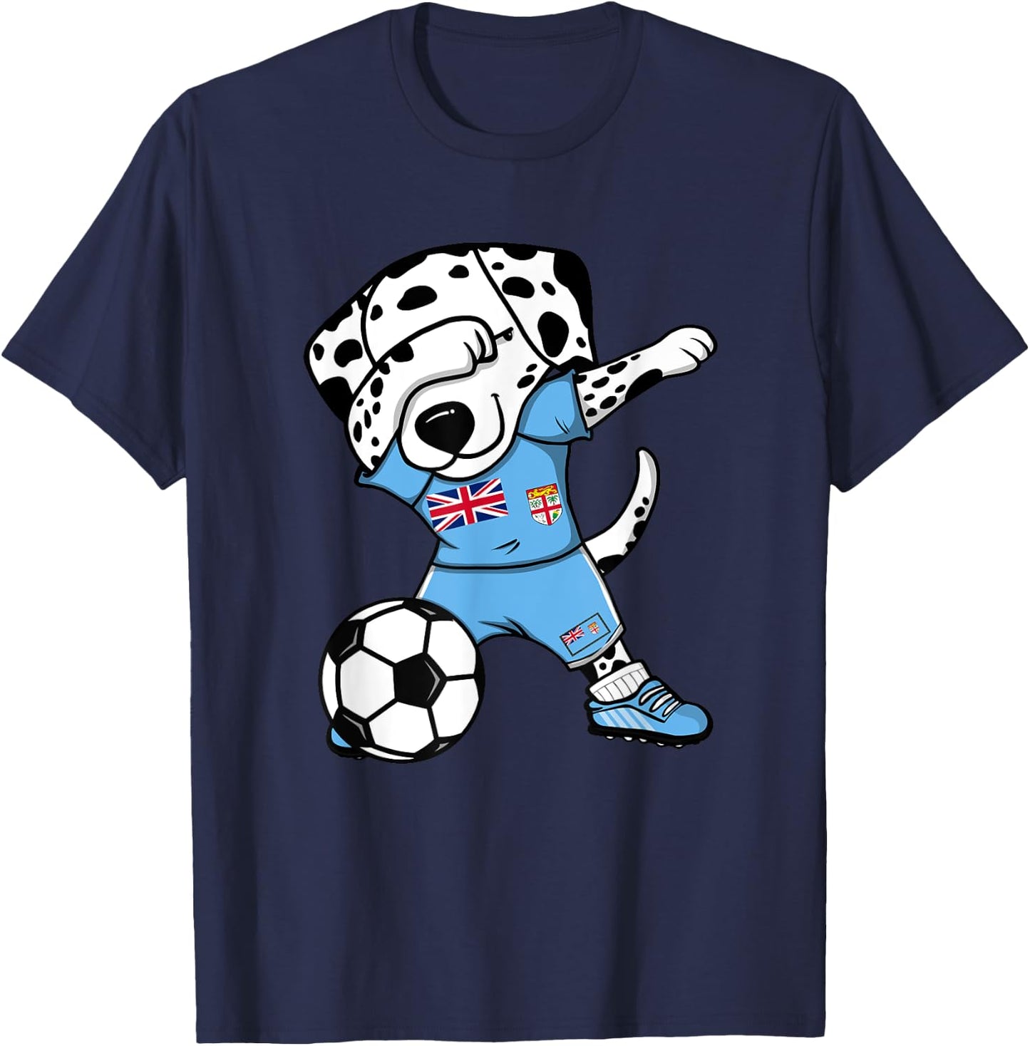 Dabbing Dalmatian Fiji Soccer Fans Jersey Fijian Football T-Shirt - T-Shirt | Navy