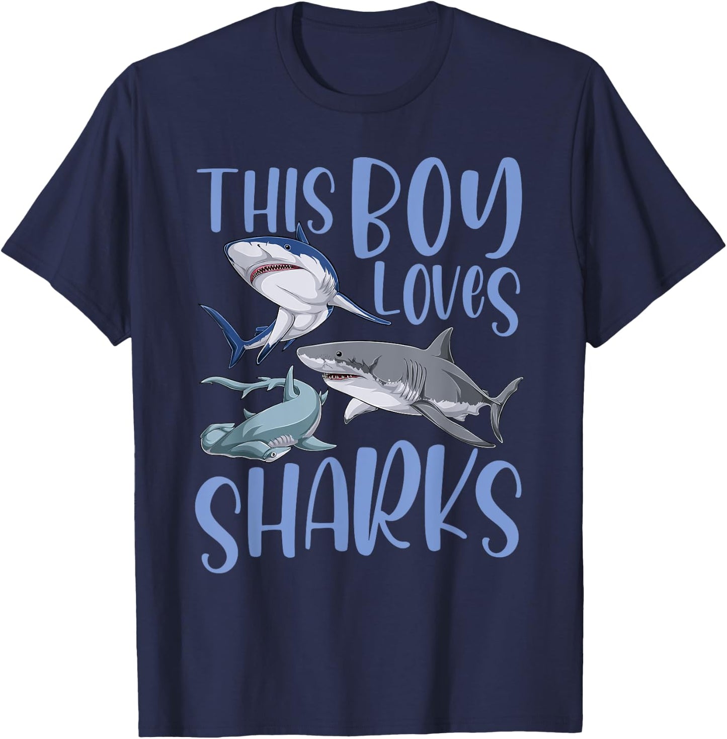 Shark Lover Kids This Boy Loves Sharks T-Shirt - T-Shirt | Navy