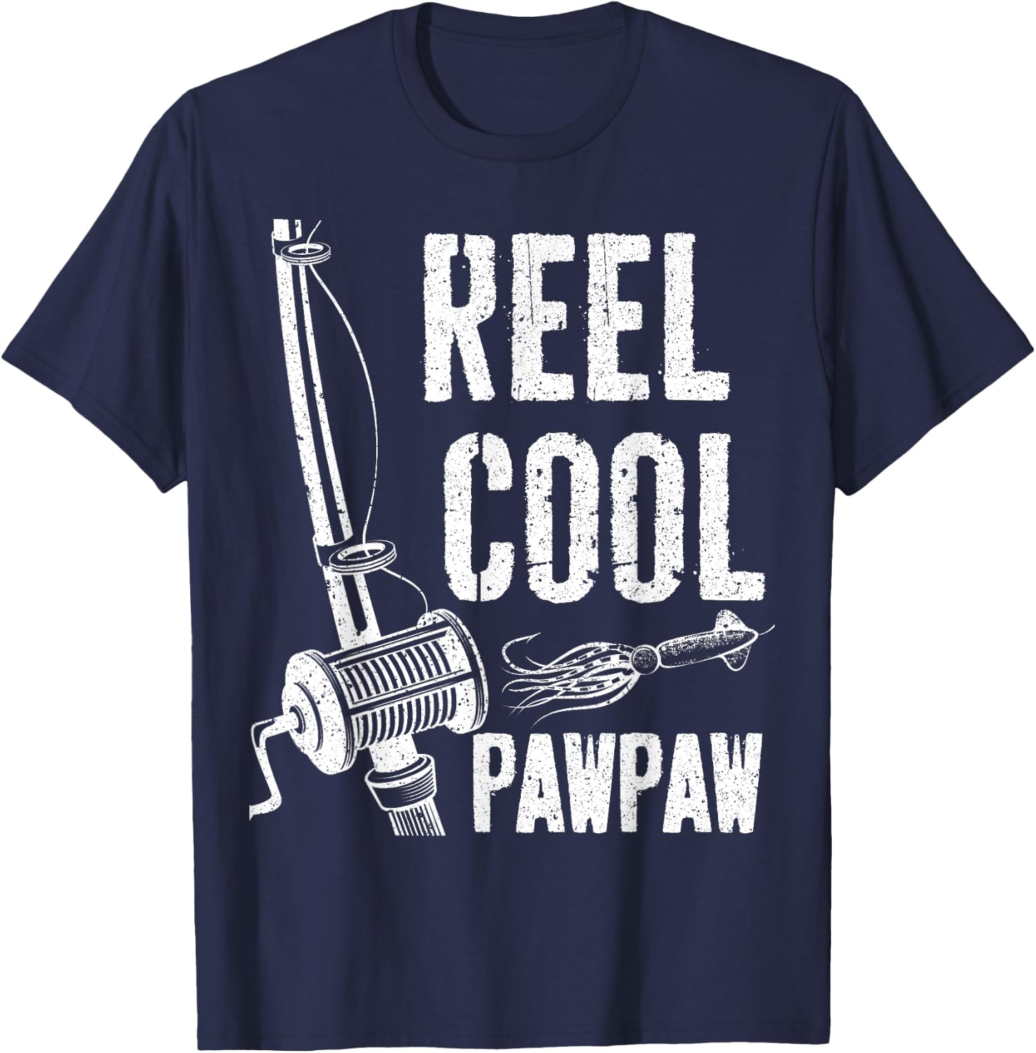 Reel Cool Pawpaw Shirt Men Fishing Fisherman Fathers Day T-Shirt - T-Shirt | Navy