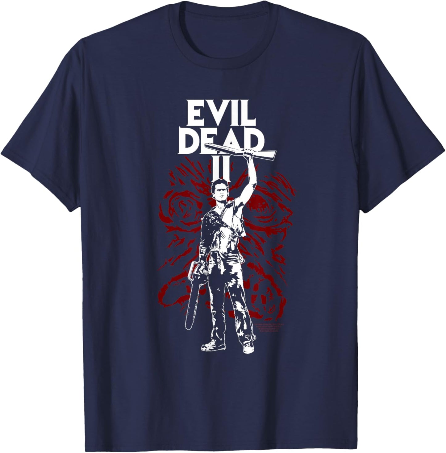Evil Dead 2 Ash with the Book of the Dead Horror Movie T-Shirt - T-Shirt | Navy