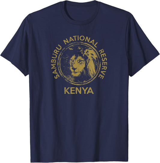KENYA Lion Samburu National Reserve African T Shirt T-Shirt - T-Shirt | Navy