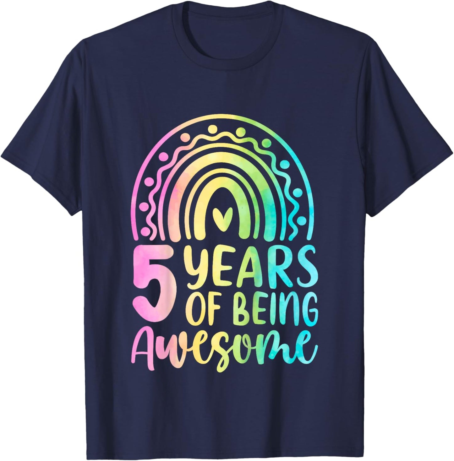 5th Birthday Shirt Girl Kid Five 5 Year Old Tie Die Birthday T-Shirt - T-Shirt | Navy