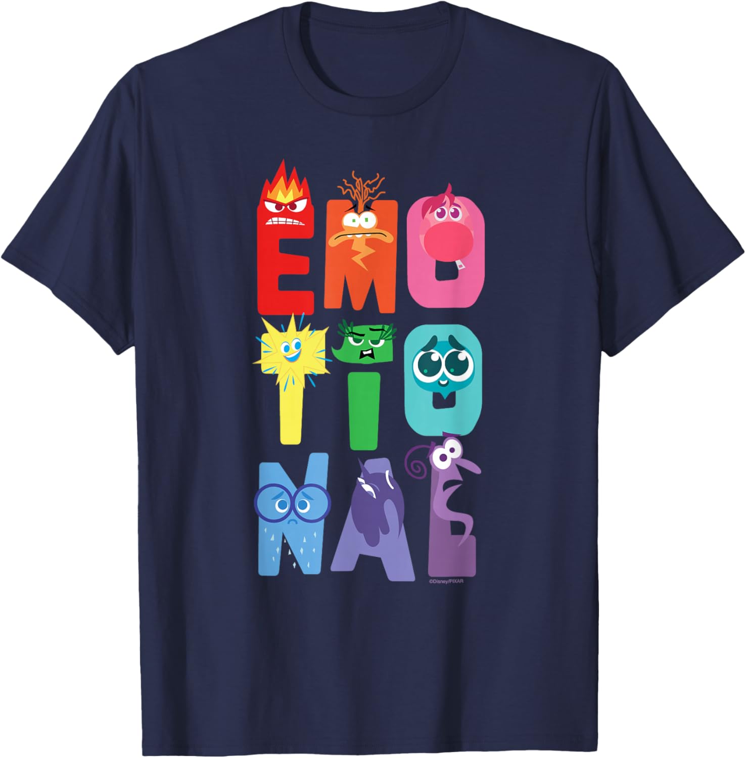 Disney and Pixar’s Inside Out 2 Letter Emotions Emotional T-Shirt - T-Shirt | Navy
