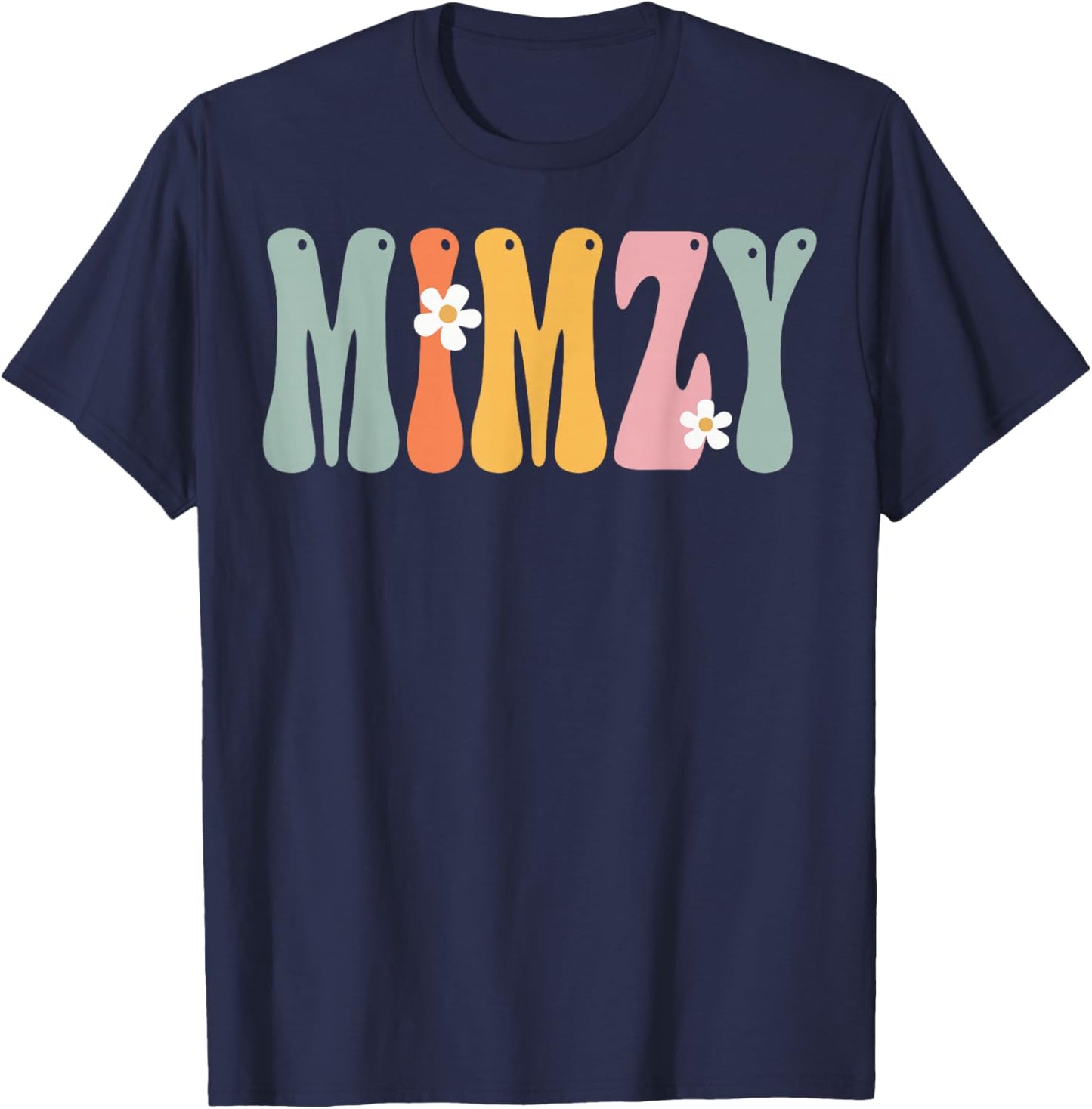 NorthPole Attire Retro Groovy Print Mom Cute Mother's Day Funny Grandma T-Shirt - T-Shirt | Navy