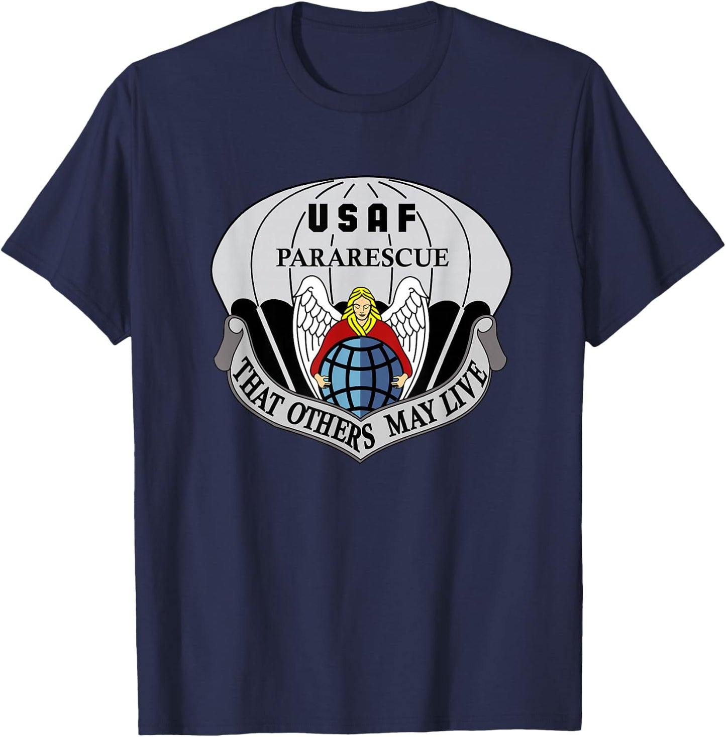 Air Force Pararescue Insignia PJ Military Veteran Patriotic T-Shirt - T-Shirt | Navy