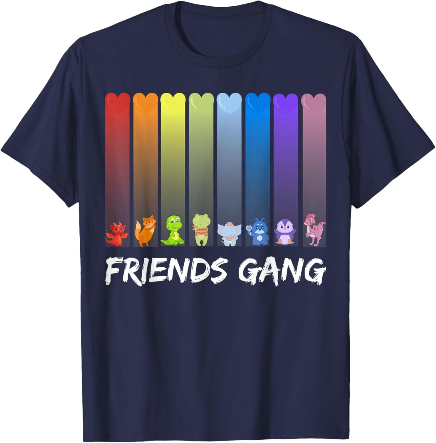Rainbow Colored, Friends Gang T-Shirt - T-Shirt | Navy