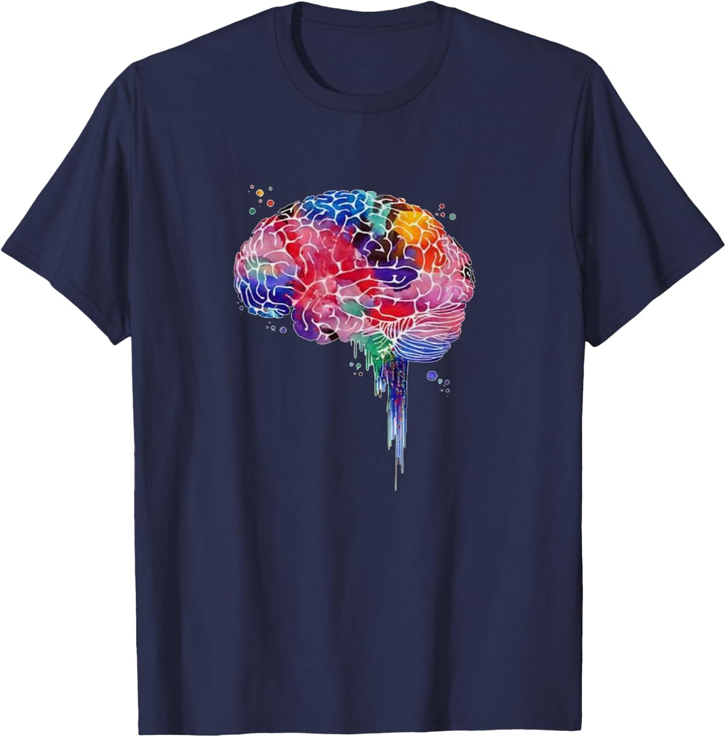 Colourful brain love science human anatomy brain T-Shirt - T-Shirt | Navy
