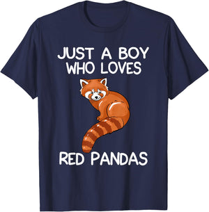 Just A Boy Who Loves Red Pandas Gift Red Panda T-Shirt - T-Shirt | Navy