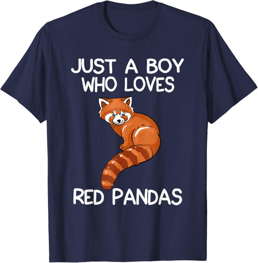 Just A Boy Who Loves Red Pandas Gift Red Panda T-Shirt - T-Shirt | Navy