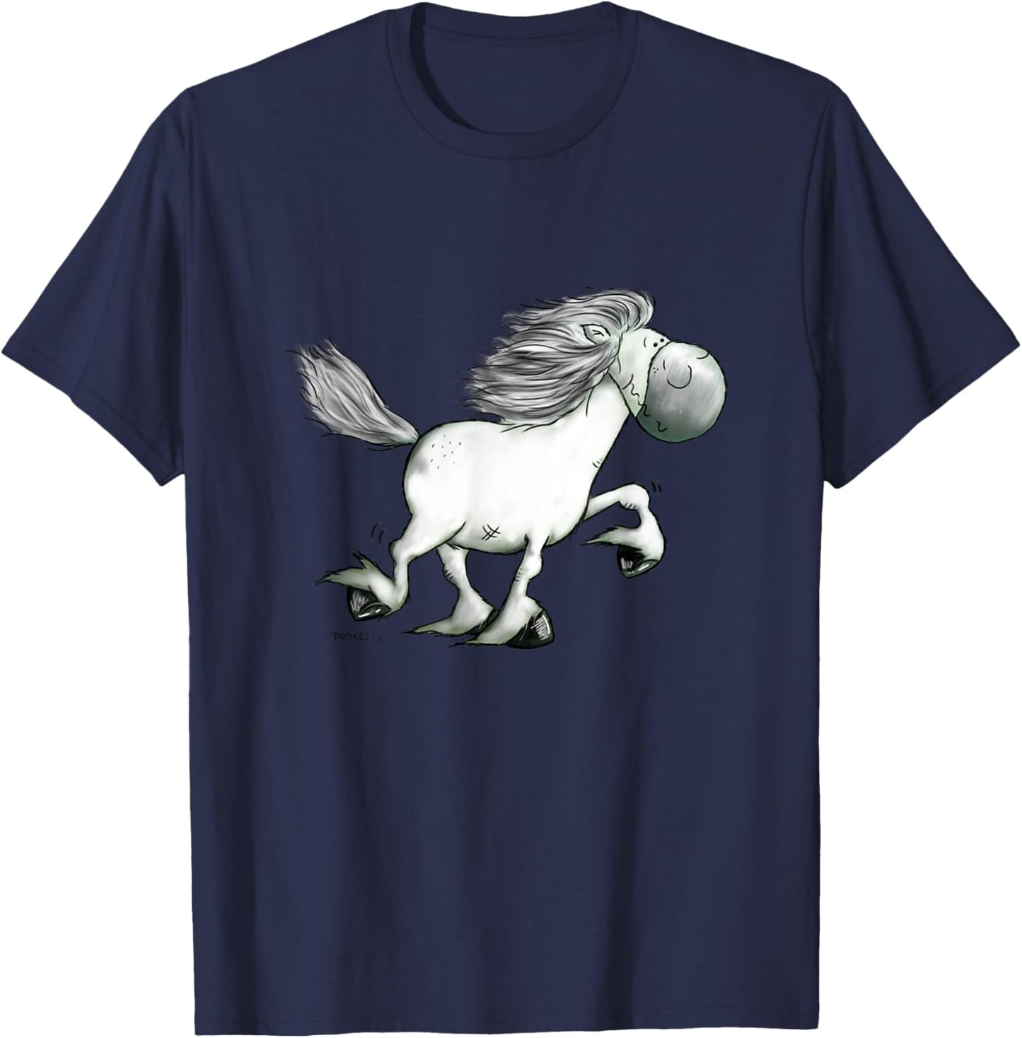 Funny Icelandic Horse Cartoon Gaited Horses Horseback Rider T-Shirt - T-Shirt | Navy