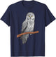 Great Gray Owl on a tree Cute Realistic OWL T-Shirt - T-Shirt | Navy
