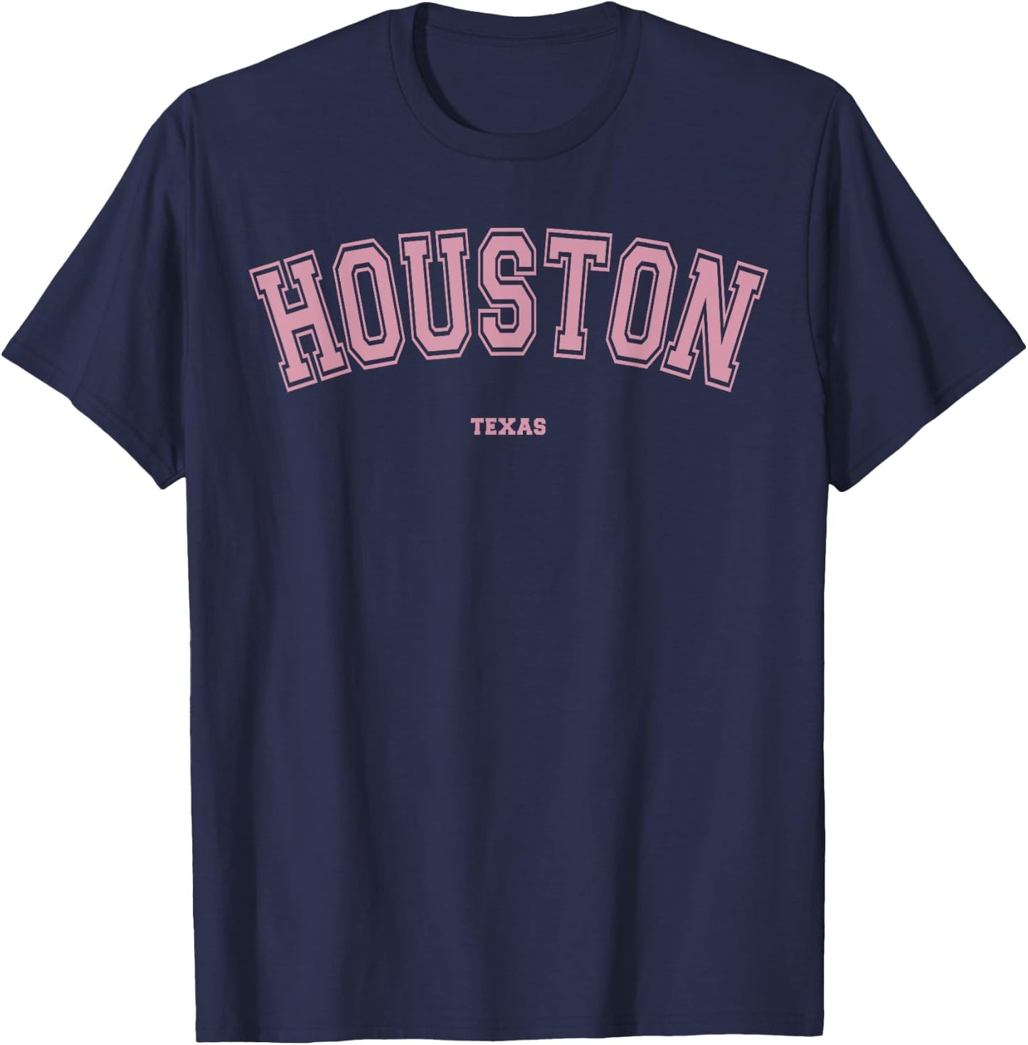 Pink Houston Texas TX Varsity Style on Houston T-Shirt - T-Shirt | Navy