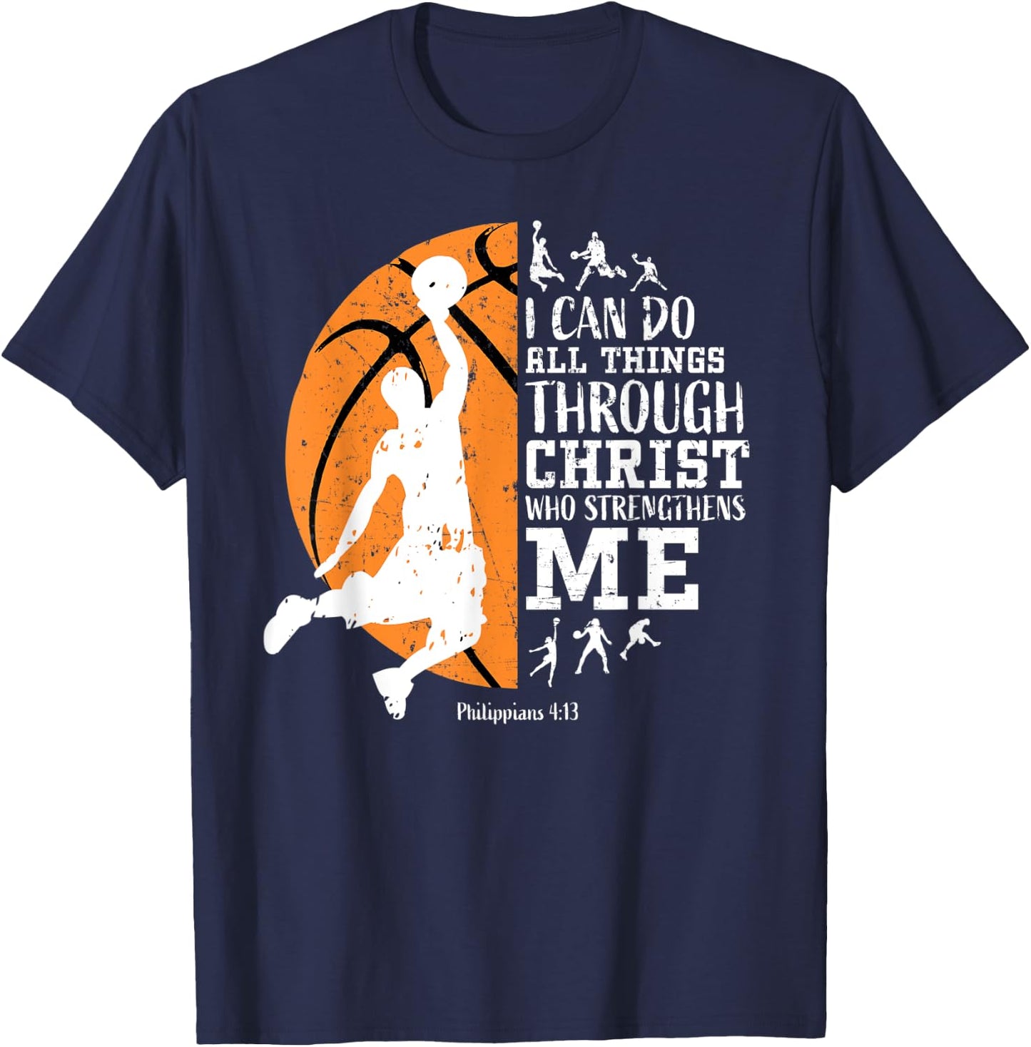 Christian Basketball Shirts Religious Athlete Gifts Verses T-Shirt - T-Shirt | Navy
