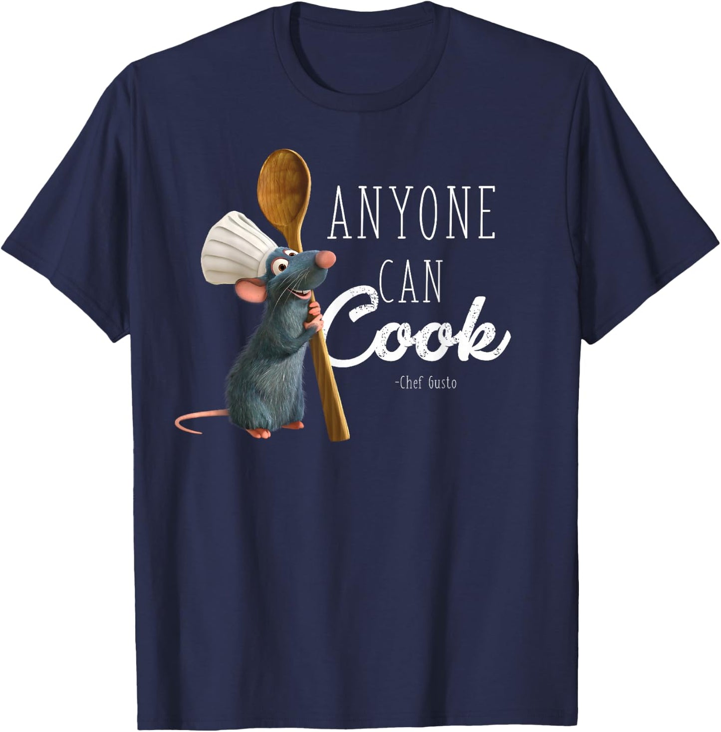 Disney Pixar Ratatouille Remy Anyone Can Cook Quote T-Shirt - T-Shirt | Navy