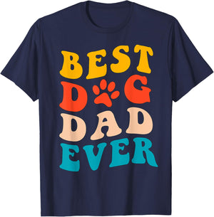 Best Dog Dad Ever T Shirt Fathers Day Dog Dad Retro Vintage T-Shirt - T-Shirt | Navy