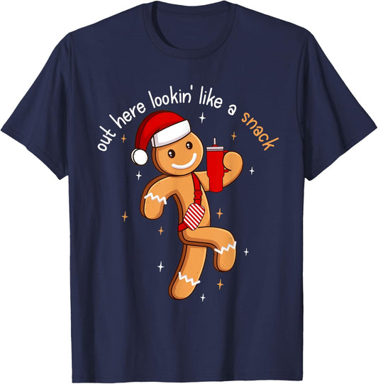 Out Here Looking Like A Snack Funny BouJee Xmas Gingerbread T-Shirt - T-Shirt | Navy