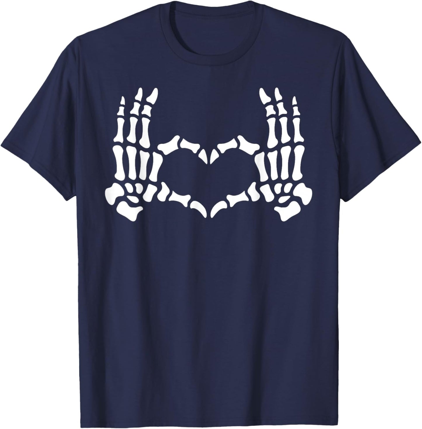 Skeleton Hands Heart Sign Retro Halloween Skeleton Hand Sign T-Shirt - T-Shirt | Navy
