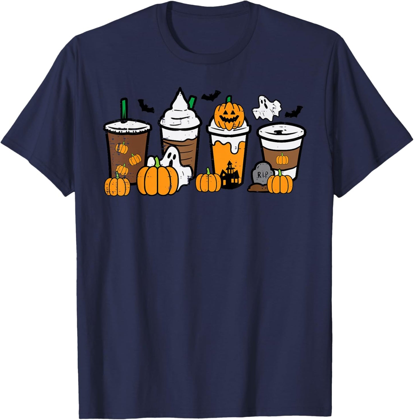 Halloween Coffee Pumpkin Spice Latte Costume Men Women Kids T-Shirt - T-Shirt | Navy