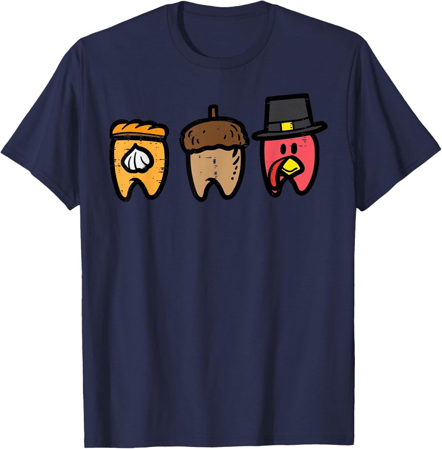 Thanksgiving Teeth Cute Fall Tooth Dental Squad Dentist T-Shirt - T-Shirt | Navy