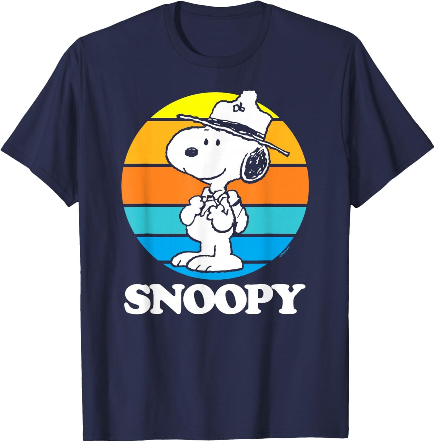 Peanuts - Snoopy Beagle Scout Sunset T-Shirt - T-Shirt | Navy