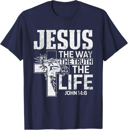 Jesus the Way the Truth the Life John 14:6 Christian T-Shirt - T-Shirt | Navy