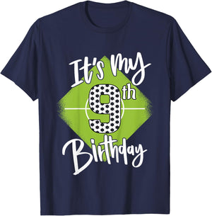 Kids Soccer Birthday 9 Years Boys Football It's My 9th Birthday T-Shirt - T-Shirt | Navy