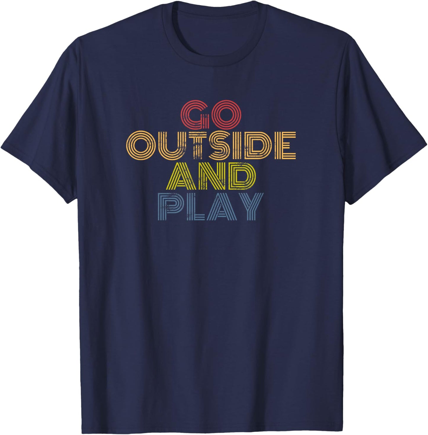 Go Outside And Play Retro Outdoors Summer Graphic T-Shirt - T-Shirt | Navy