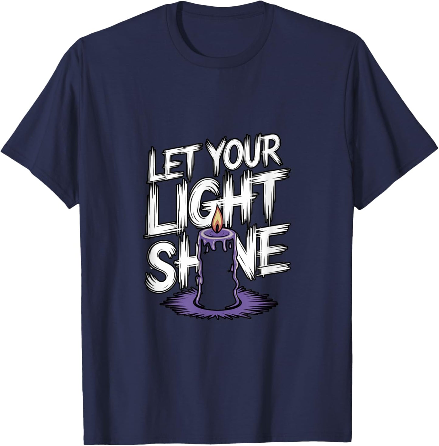 Let Your Light Shine Candle Christian Biblical Inspiration T-Shirt - T-Shirt | Navy